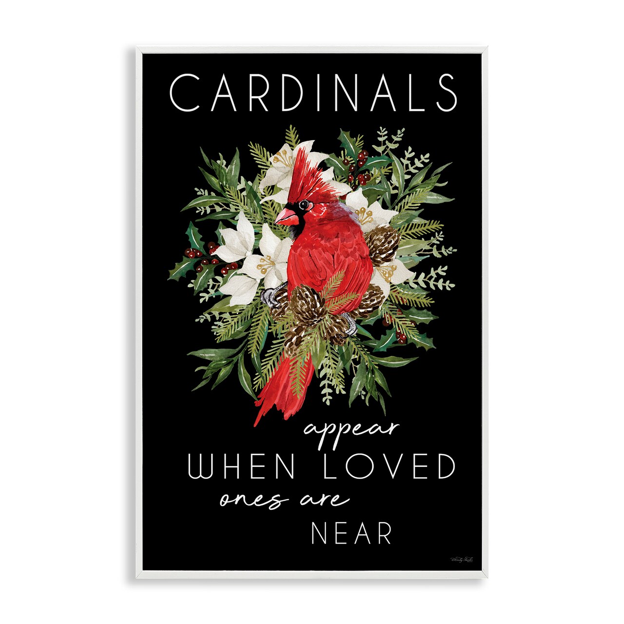 Stupell Industries Cardinals Appear Seasonal Sentiment Framed Giclee, design by Cindy Jacobs